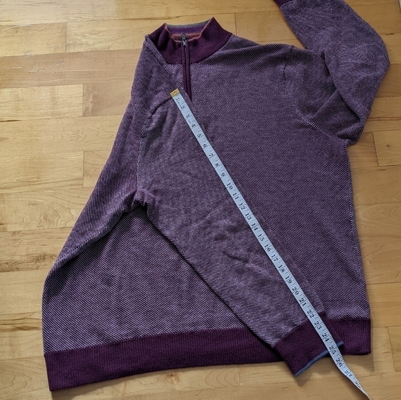 Robert Graham 1/4 zip burgundy striped sweater rainbow stand collar XXL - Picture 6 of 11